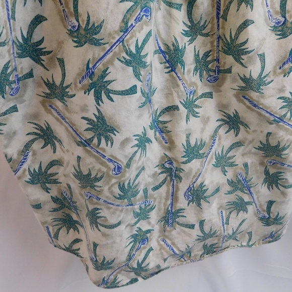 Bugle Boy Mens Hawaiian Palm Trees Shirt Large Blue Short Sleeve Button Front - Picture 7 of 8